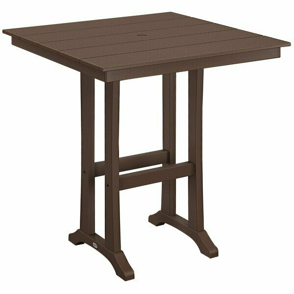 Polywood Farmhouse Trestle 37'' Mahogany Bar Height Table 633PLB81TLMA